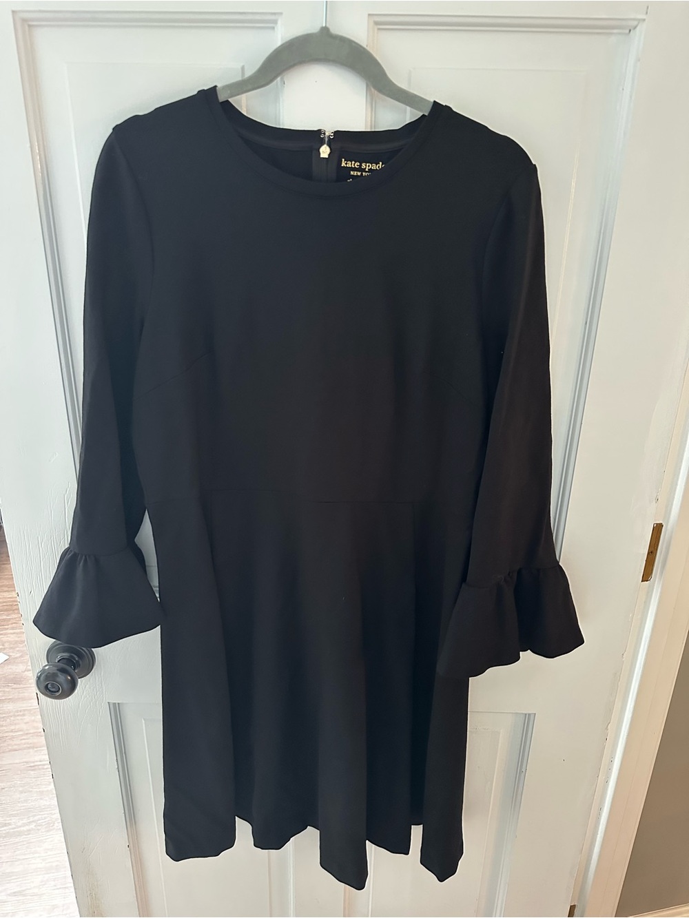 NWOT Kate Spade Black Bell Sleeve Ponte Dress.